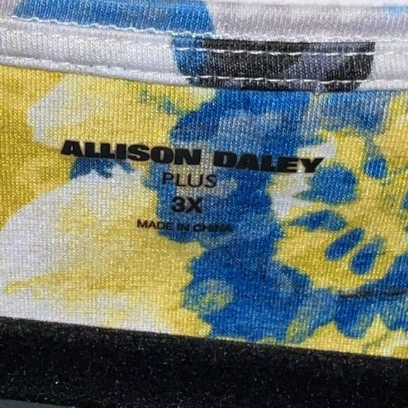 Allison Daley Pullover Top Women 3Xlarge Embellished Rhinestone Floral Short SLV - Picture 5 of 10